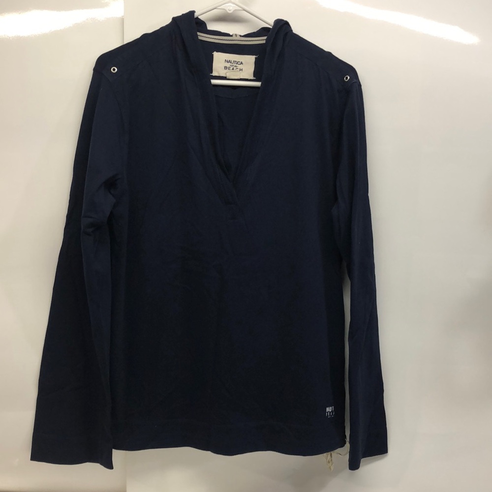 Nautica Beach Lightweight Navy Hoodie: Large